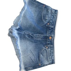 gradual bleach shorts denim forever21 white blue frayed hem nwot 25 booty summer